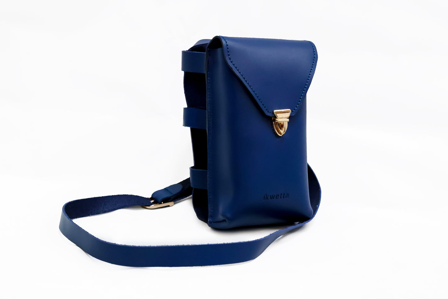 Dirisha bottle plus phone holder made with smooth leather