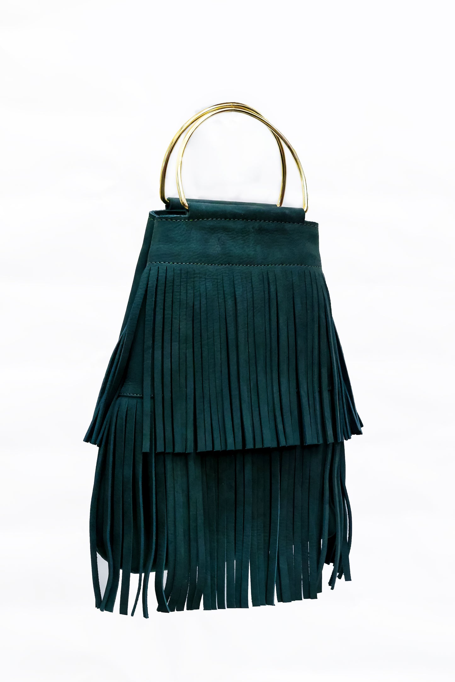 Flounce small in forest green hunting suedeb with metal rings