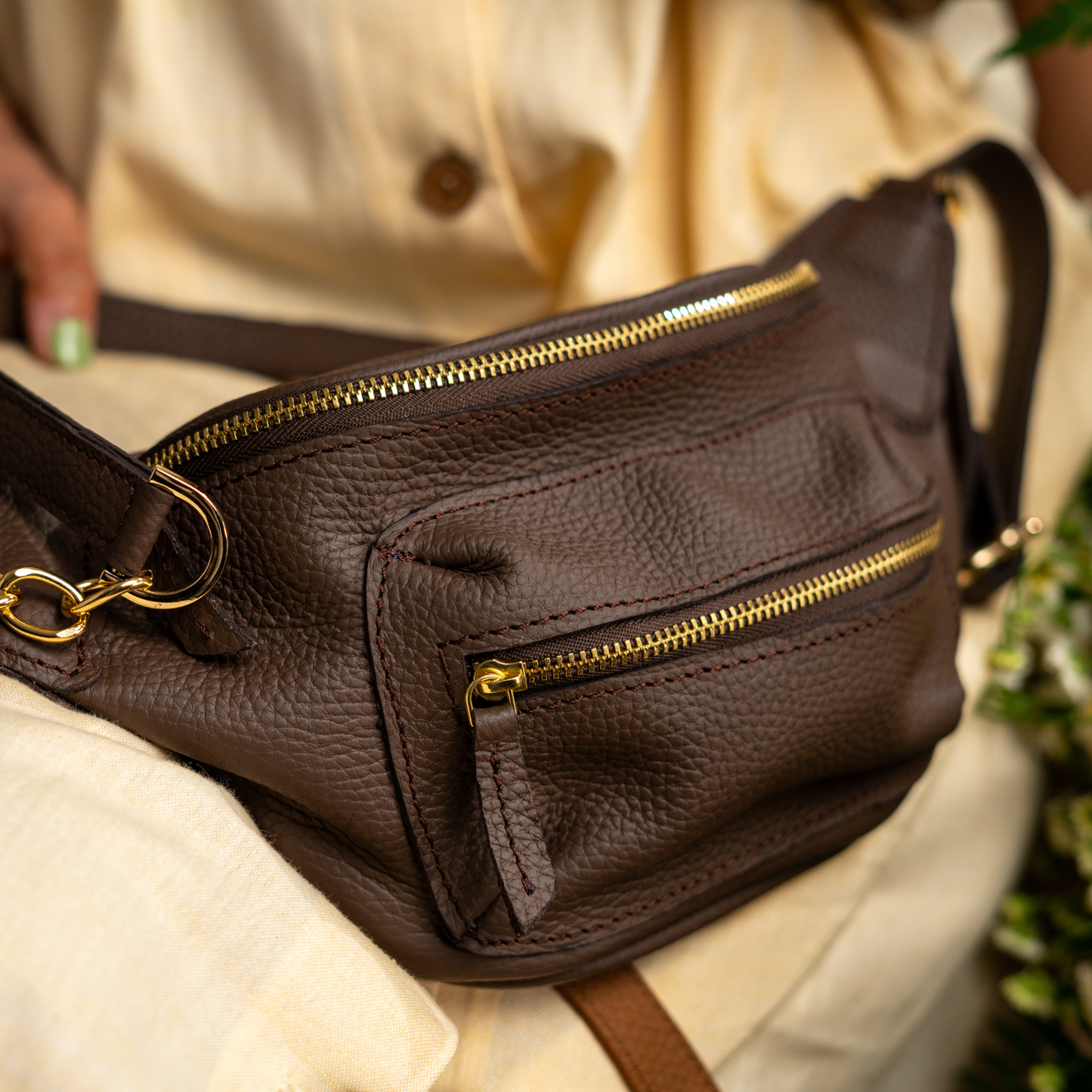 Leather Fanny pack collab between Martina and Ikwetta