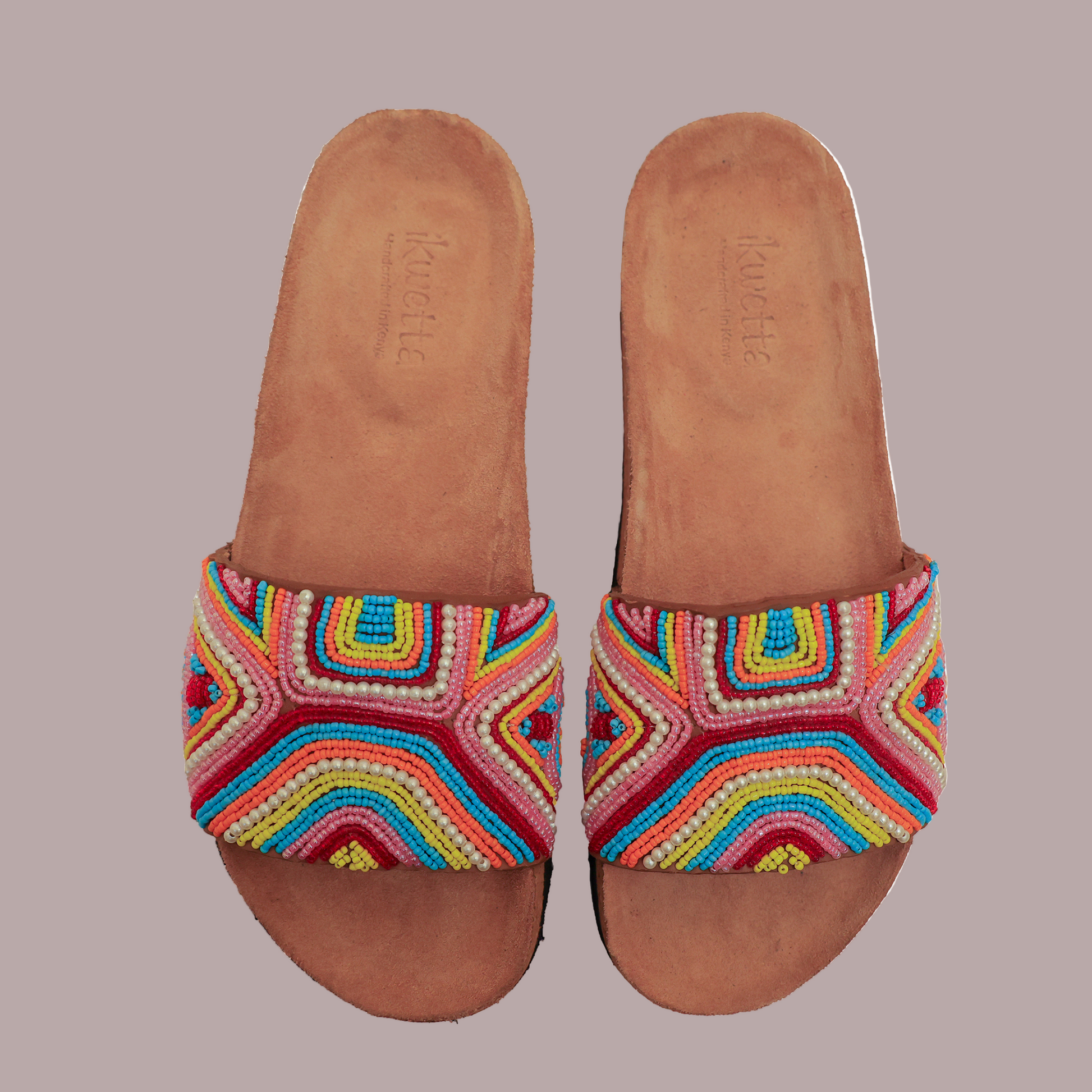 Inca slides with cork footbed and Maasai beaded upper