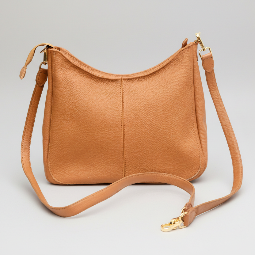 Kira shoulder bag in Sugar almond natural dyed milled leather