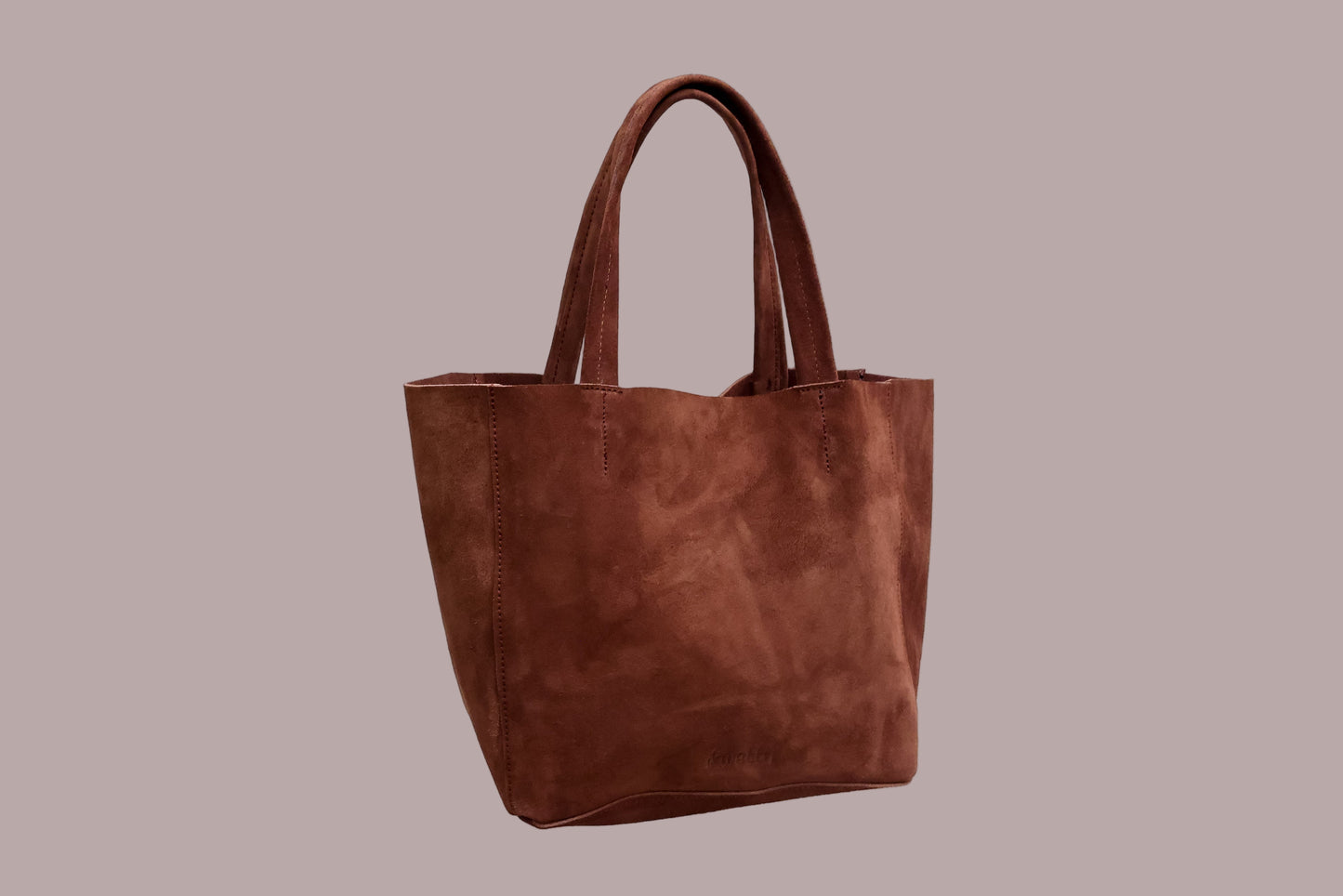 vera unlined tote in brown hunting suede