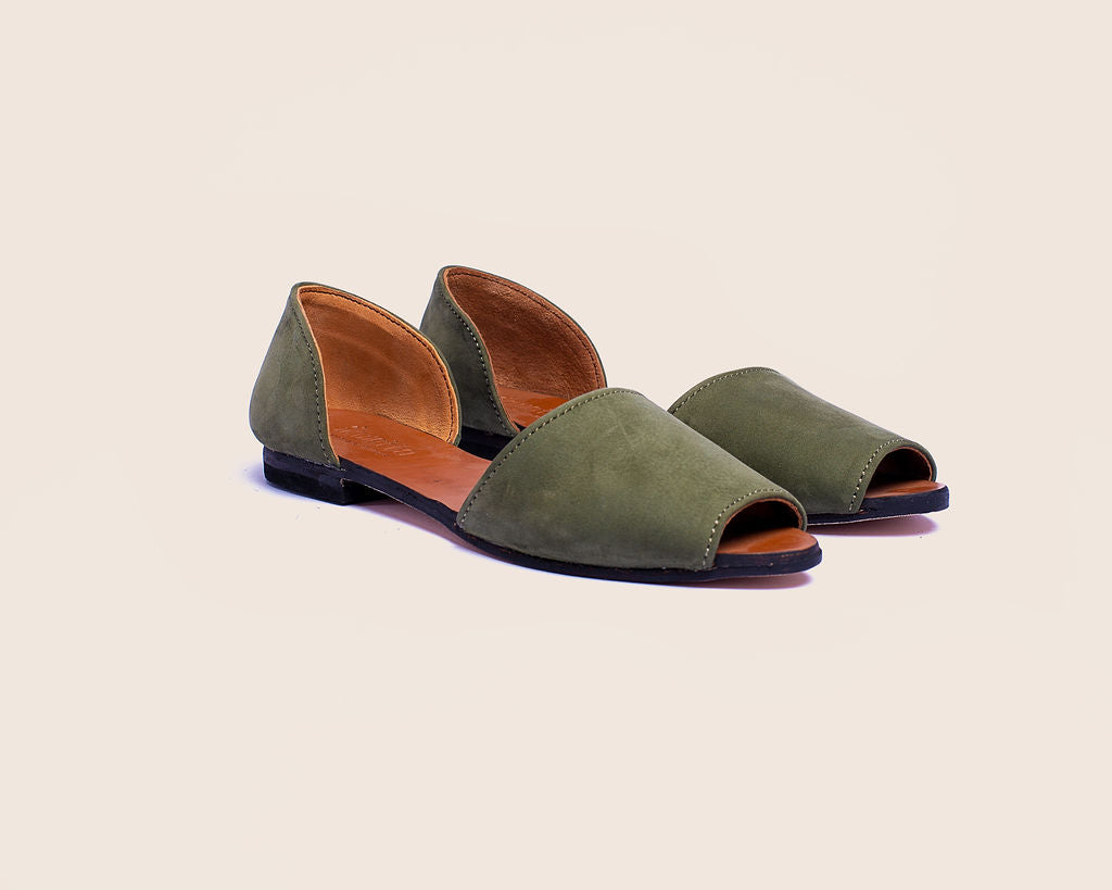 Rosa shoes in olive green hunting suede