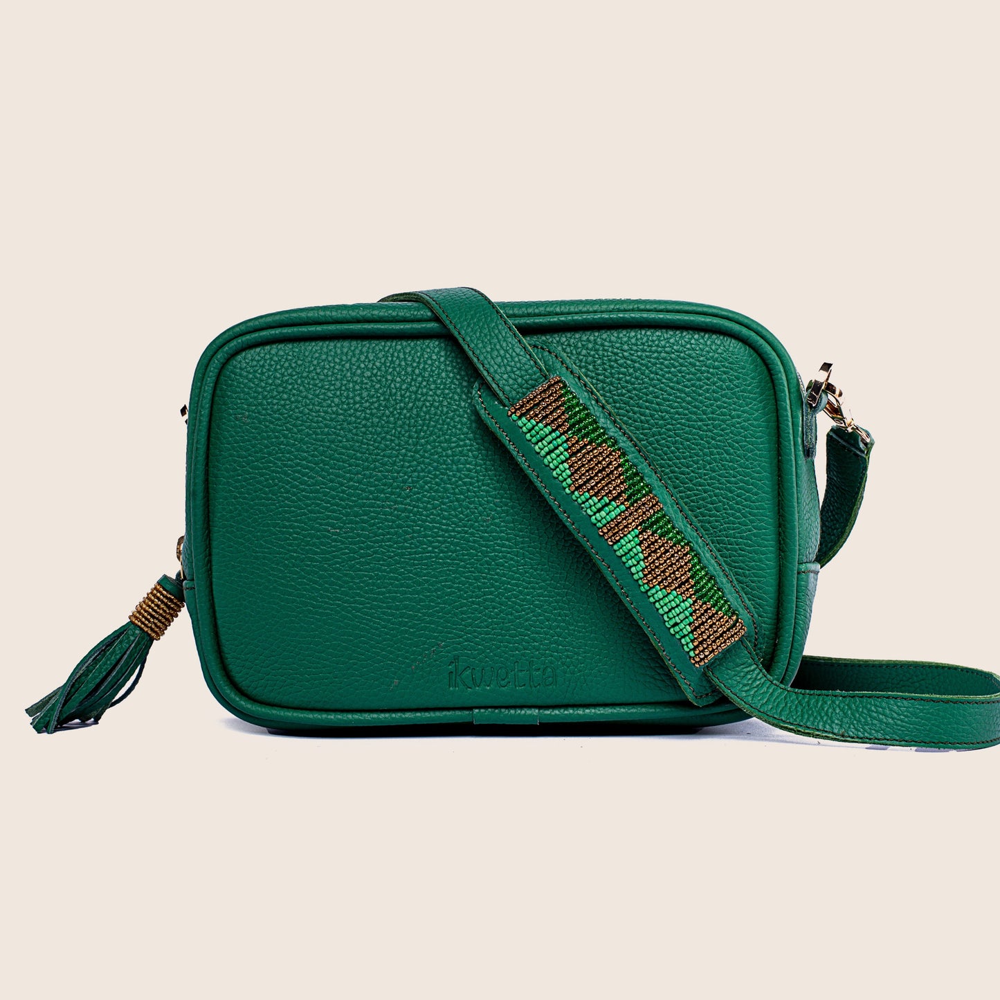 Robin Crossbody in Ultramarine Milled Leather with Maasai beaded Bag strap